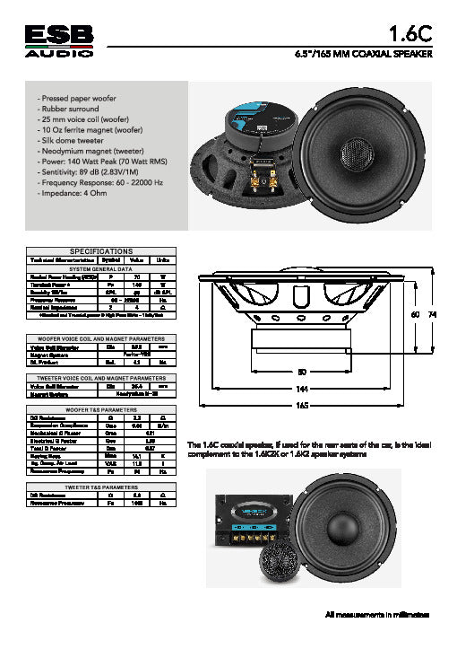ESB Audio 1.6C Coaxial Speakers